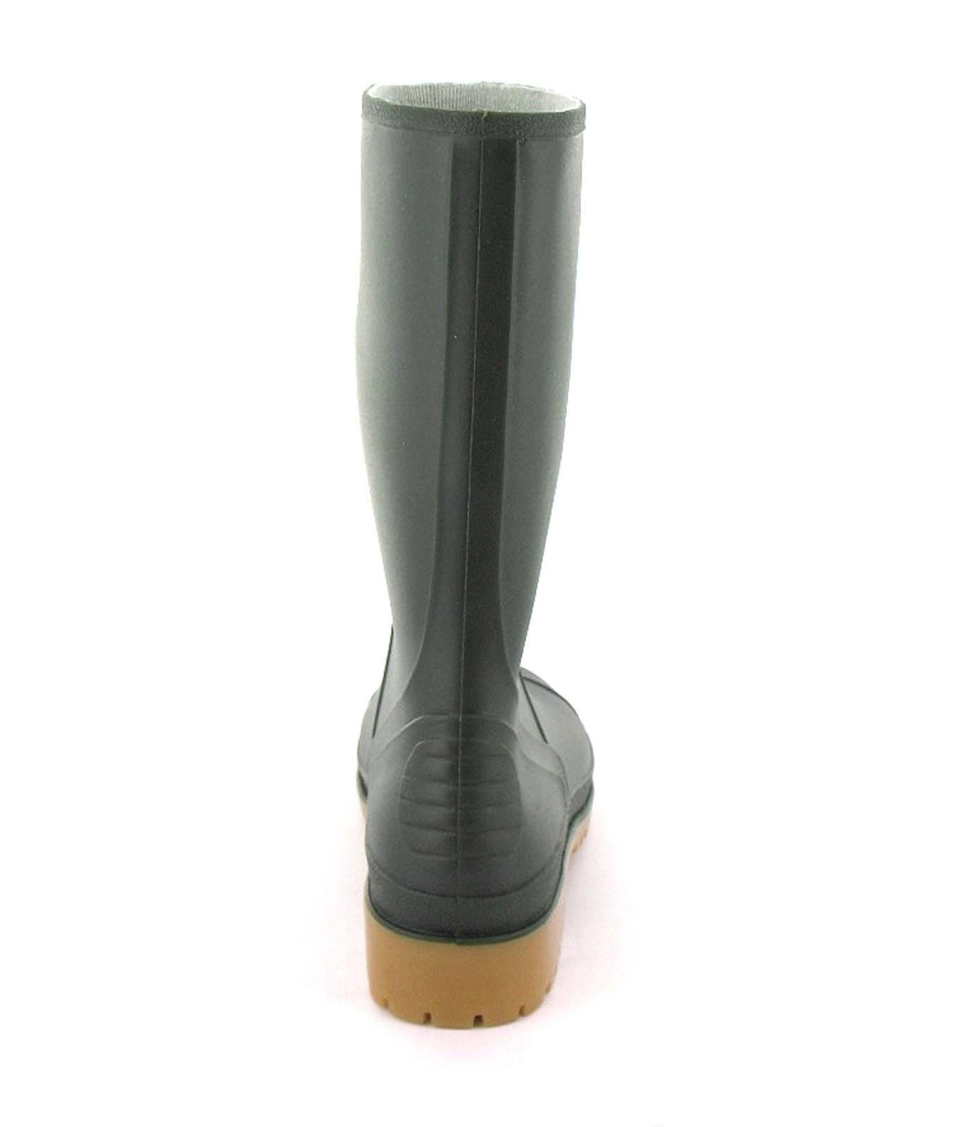 New Boys/Childrens Green Pvc Long Leg Wellington Boots. Manmade Upper. Fabric Lining. Synthetic Sole. Kids Childs Green Wellies Wellys Outdoors Rain Boots Wet.