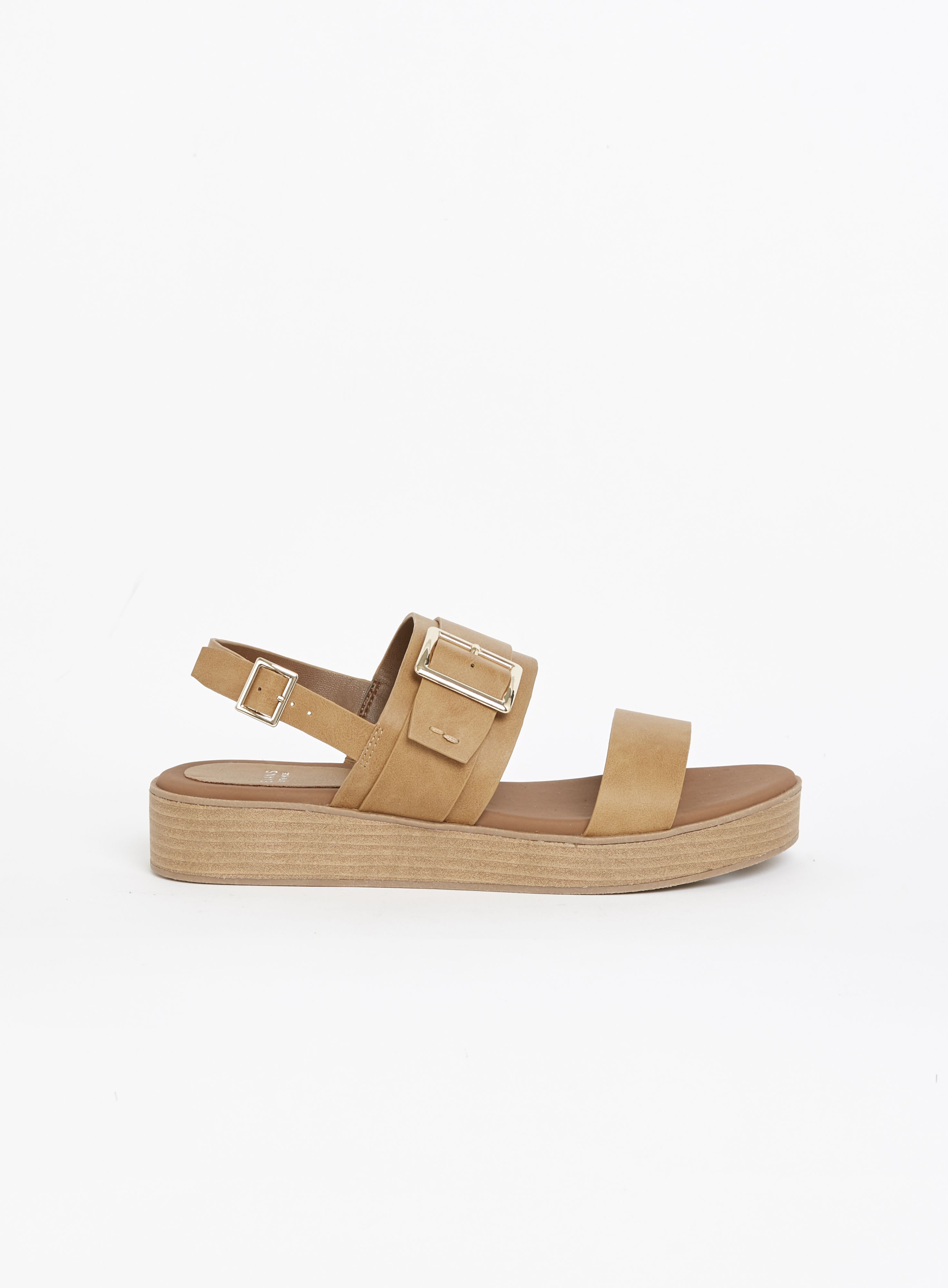 Take a casual look to the next level with these flat form sandals. A chunky double strap design and feature buckle detailing keeps this pair on-trend, whilst a contemporary flat form sole means they're versatile and easy to wear.  Heel height: 1 inch Sandals Flats Low heel Flat form Casual 100% Synthetic Wipe clean only