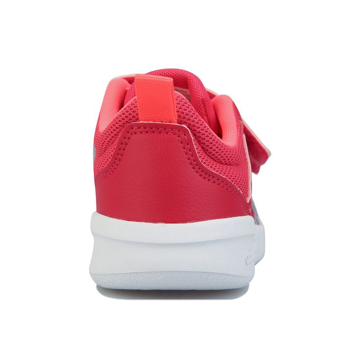 Junior Girls adidas Tensaurus Trainers in pink white.- Textile upper.- Regular fit.- Hook-and-loop closure straps.- Durable feel.- adidas branding.- Breathable textile lining reducdes mositure build-up. - Rubber outsole.- Leather and Textile Upper  Textile Lining  Synthetic Sole. - Ref.: FW3993J