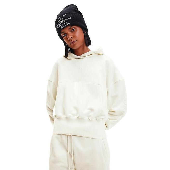Brand: Calvin Klein Jeans
Gender: Women
Type: Sweatshirts
Season: Spring/Summer

PRODUCT DETAIL
• Color: white
• Pattern: plain
• Sleeves: long
• Collar: hood

COMPOSITION AND MATERIAL
• Composition: -100% cotton 
•  Washing: machine wash at 30°