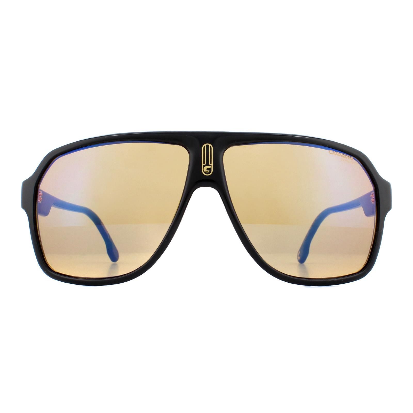 Carrera Sunglasses 1030/S 71C Z0 Black Yellow are a classic Carrera style with large lenses and signature branding on the temples and frame front.