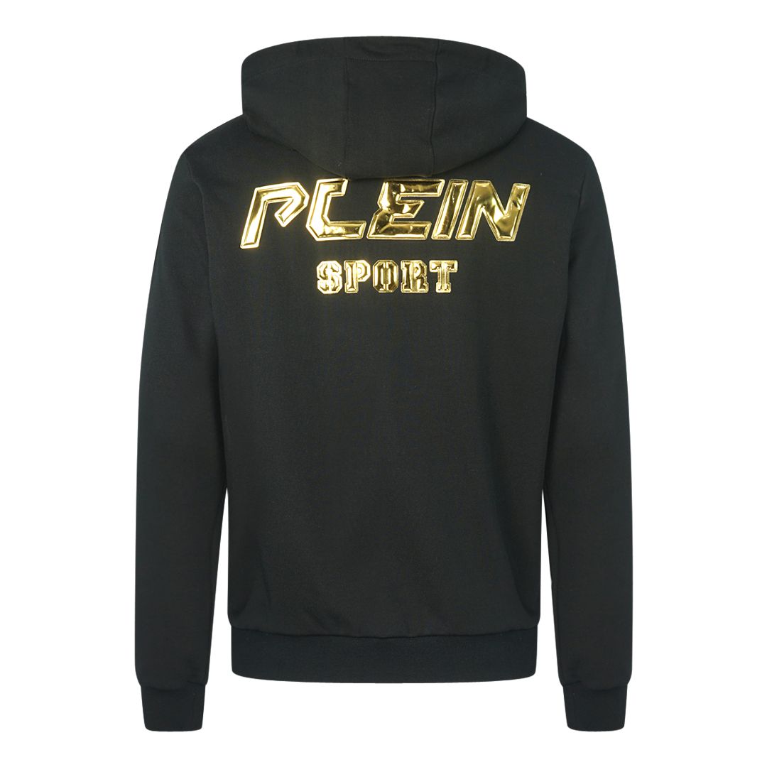 Philipp Plein Sport Gold Logo Black Zip Up Hoodie