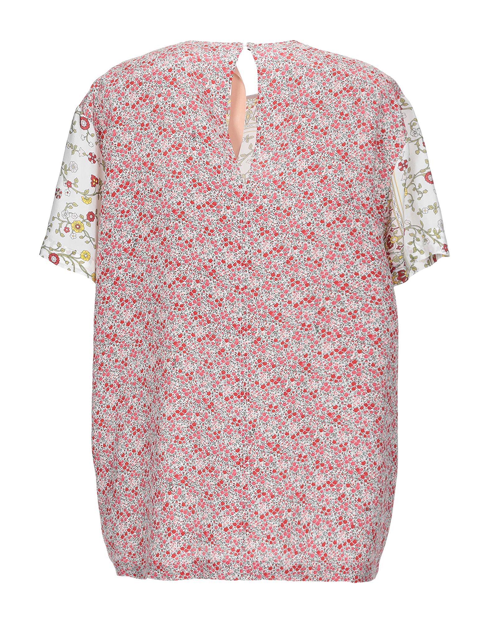 crepe, embroidered detailing, floral design, front closure, button closing, short sleeves, round collar, no pockets, large sized