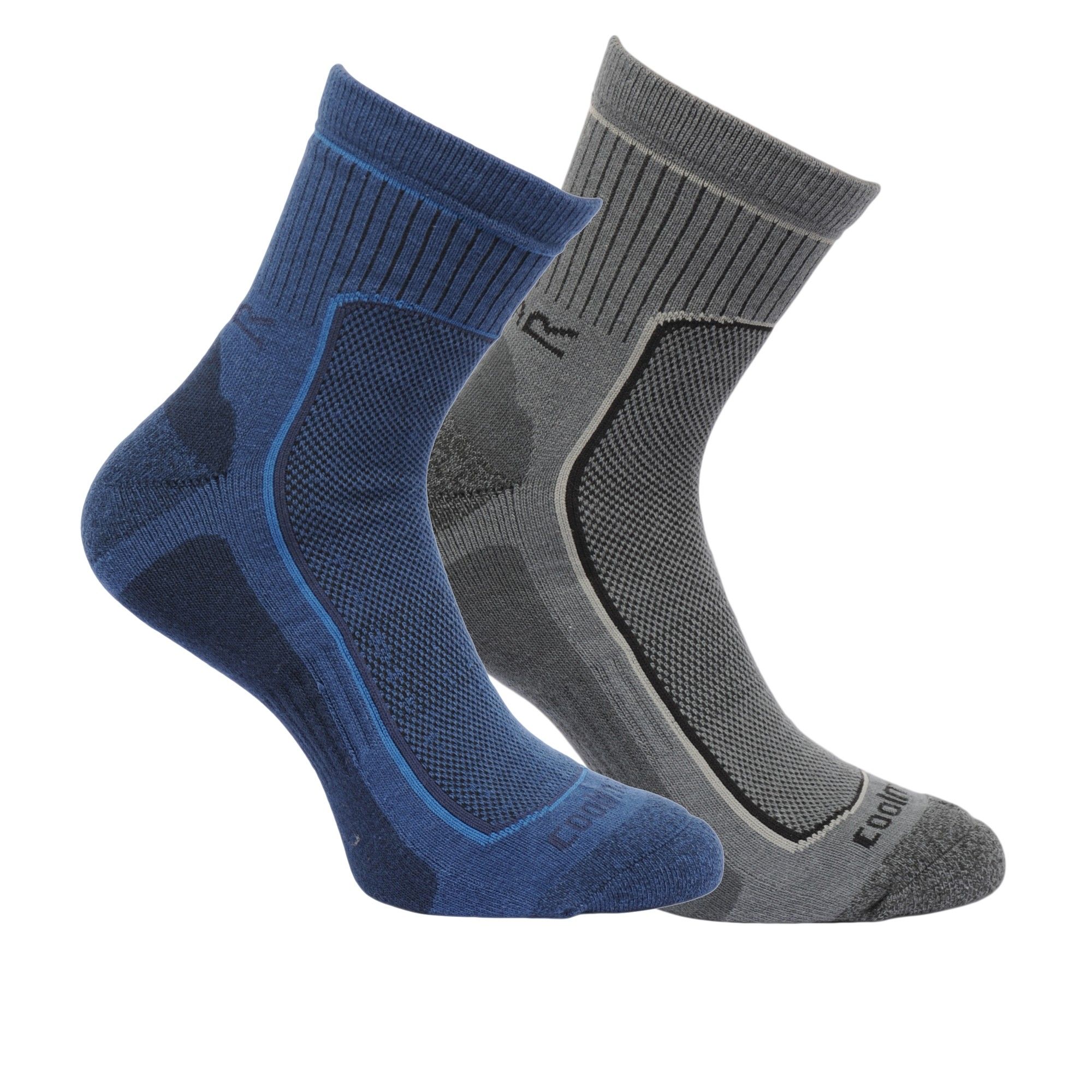 The mens Active Lifestyle Sock combines Coolmax fibres with a natural and synthetic blend for ultimate moisture-reducing comfort. Lightly cushioned to prevent rubbing, this comfy everyday pair come delivered in packs of two. Coolmax 38%, Cotton 35%, Polyester 15%, Polyamide 10%, Elastane 2%.