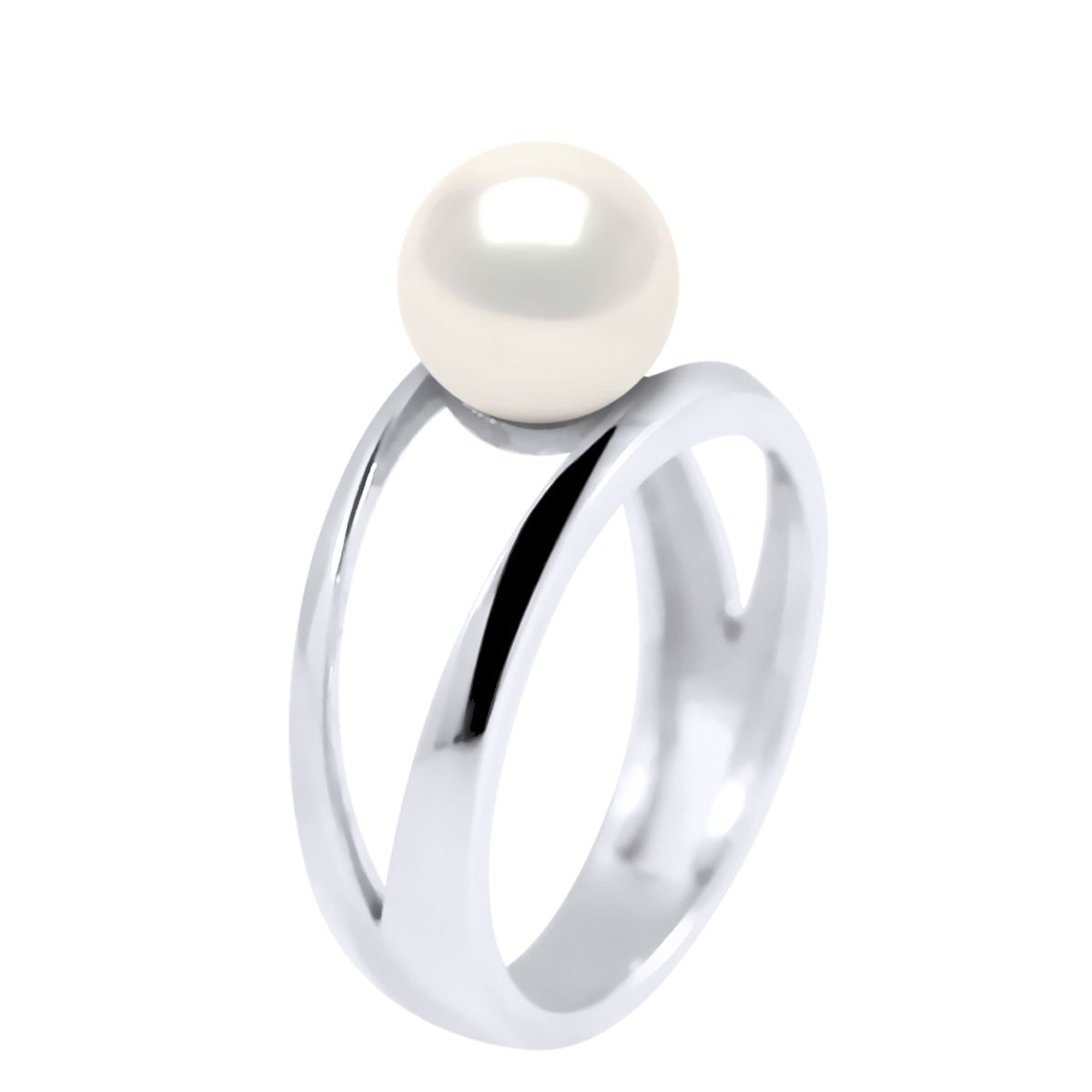 Ring White Gold 375 true Perle de Culture d'Eau Douce 7-8 mm - 0,31 in - Natural White Color Size avalaible from 48 to 62 , J to U - Our jewellery is made in France and will be delivered in a gift box accompanied by a Certificate of Authenticity and International Warranty