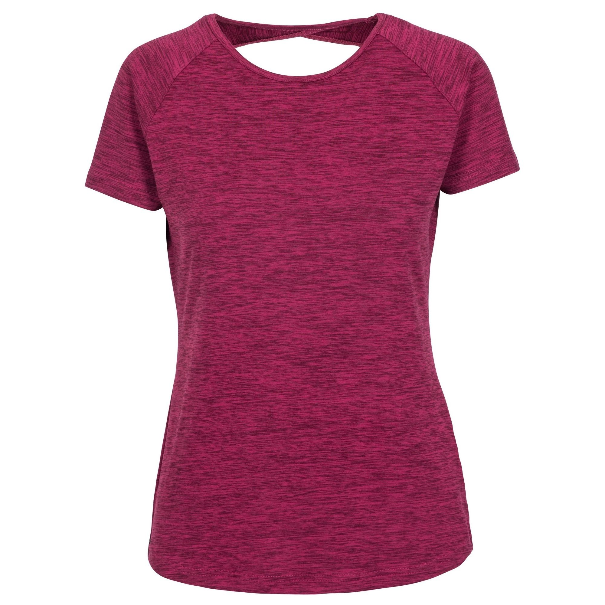 93% Polyester, 7% Elastane. Short sleeves. Round neck. Crossover detail at back. Antibacterial. Quick dry. Trespass Womens Chest Sizing (approx): XS/8 - 32in/81cm, S/10 - 34in/86cm, M/12 - 36in/91.4cm, L/14 - 38in/96.5cm, XL/16 - 40in/101.5cm, XXL/18 - 42in/106.5cm.