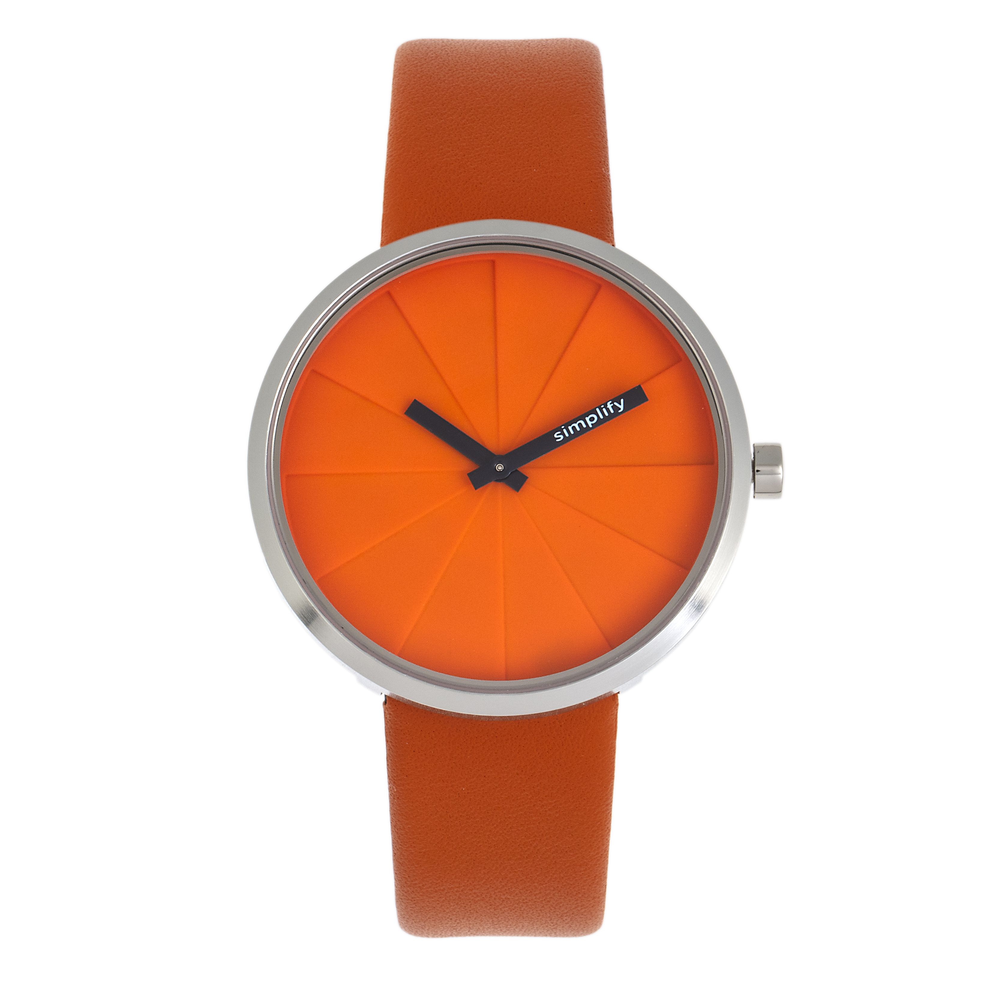 Mens Accessories Watches Simplify Leather Unisex The 6100 Watch in Orange for Men 