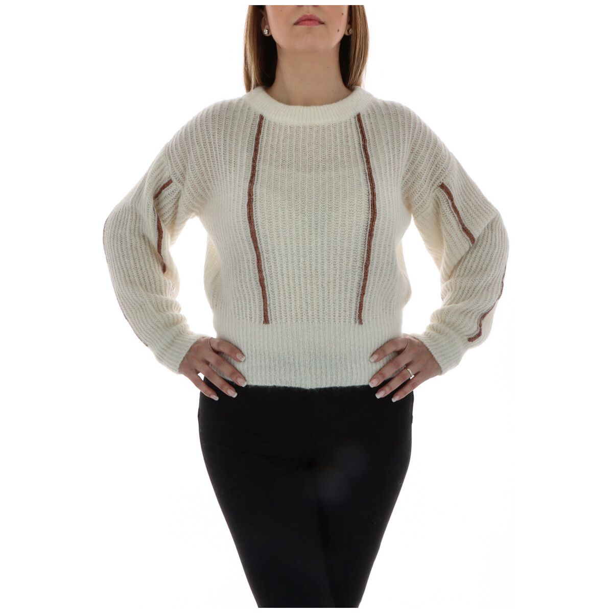 Brand: Pinko Gender: Women Type: Knitwear Season: Fall/Winter  PRODUCT DETAIL; Colour: white; Sleeves: long; Neckline: round neck;  Article code: 1G156L Y6FW  COMPOSITION AND MATERIAL • Composition: -20% alpaca -30% other fibres -1% elastane -20% mohair -59% polyamide -70% viscose;  Washing: machine wash at 30°