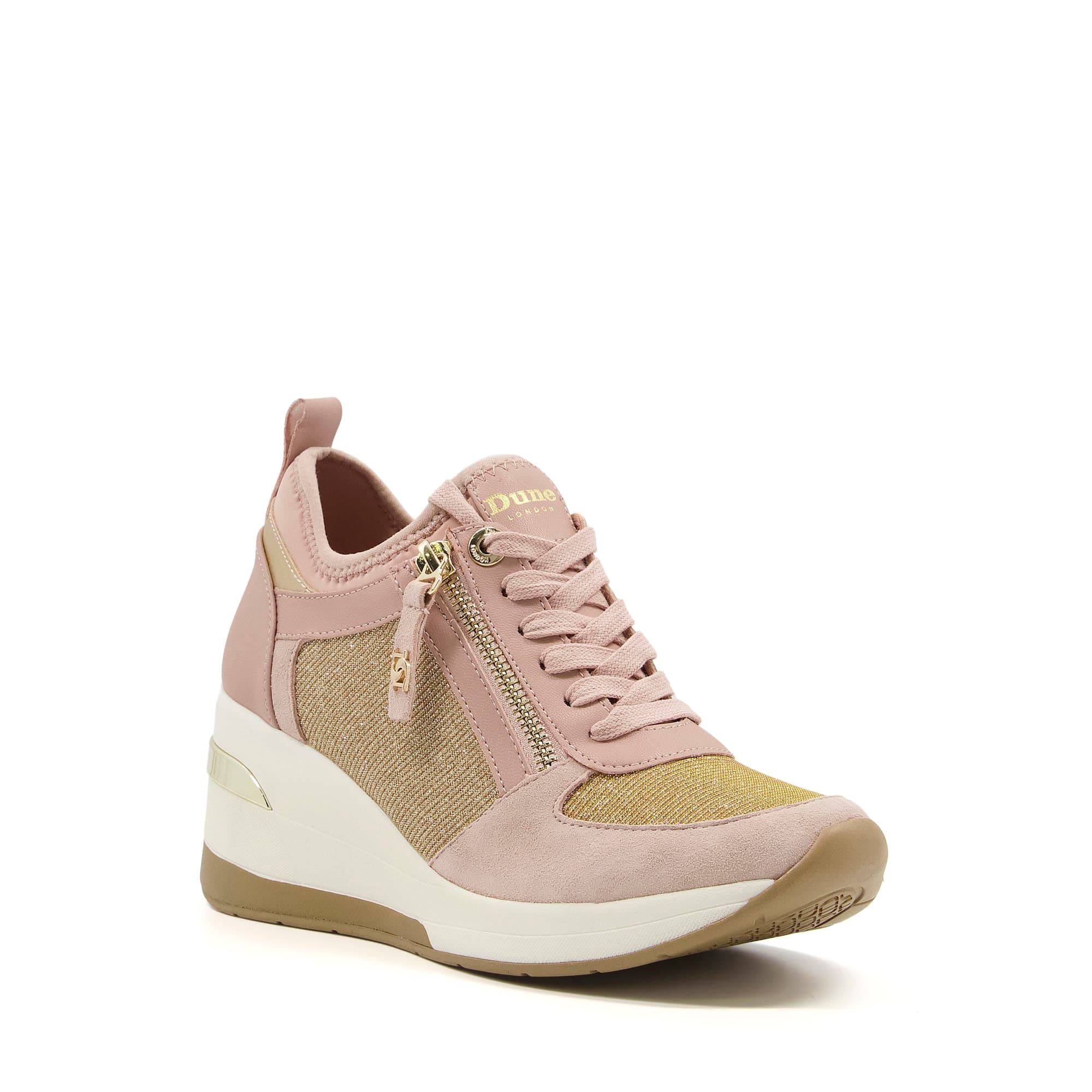 Elongate your legs and elevate your style with these wedge trainers. This lace-up style has zip detailing down the front for a modern, sporty look. Made from a combination of soft textured fabrics they are light-weight and the soft wedge sole adds ex