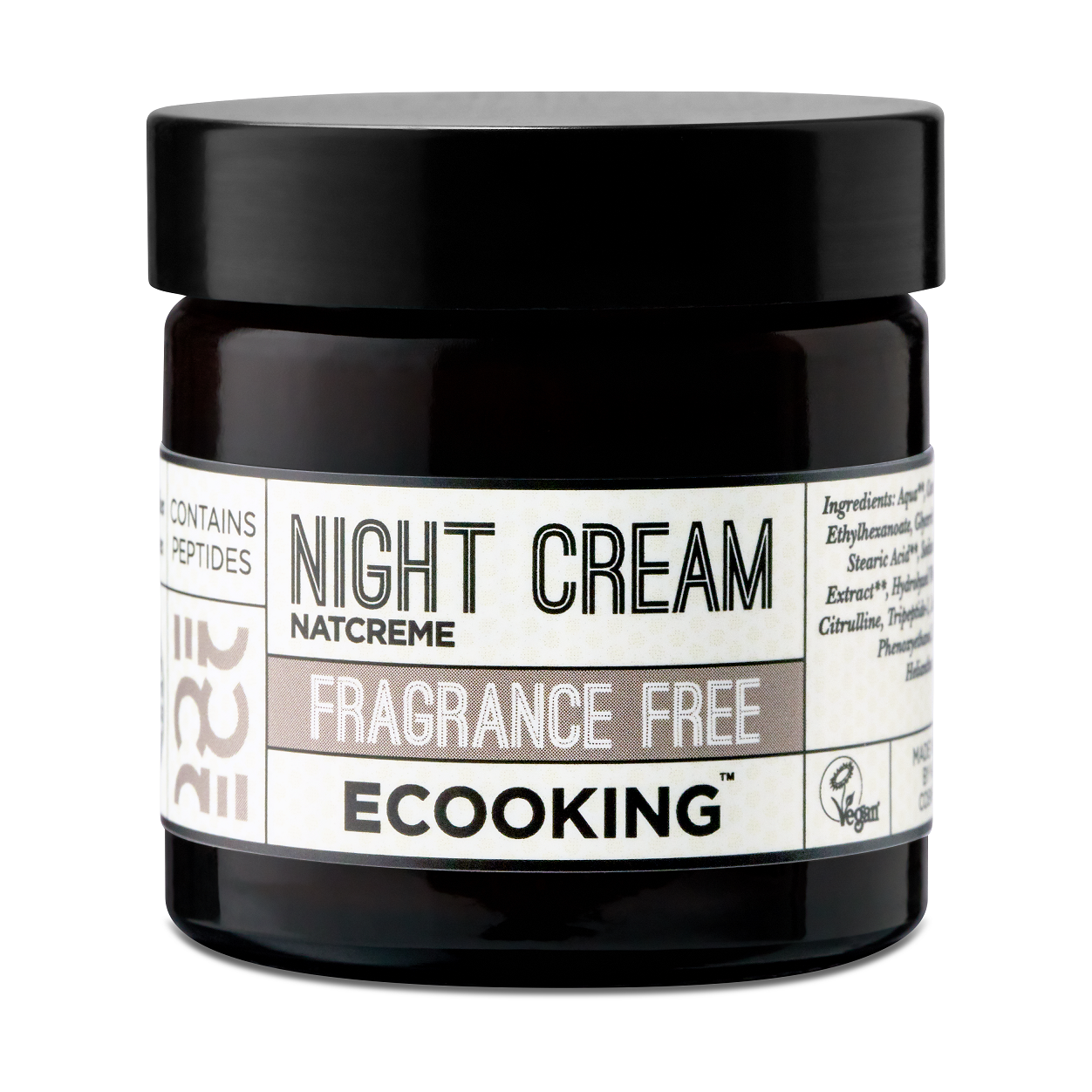 Fragrance Free Night cream from Ecooking, is a super effective night cream that counteracts wrinkles and fine lines. With continuous use, the cream will reduce the depth of wrinkles and lines. This cream contains Argireline, which causes the muscles to relax, giving a softer expression. At the same time, the cream boosts your skin's collagen level so that your skin retains a youthful glow. Ecooking Night Cream maintains a long-lasting moisture balance in the skin and is good for a mature skin.