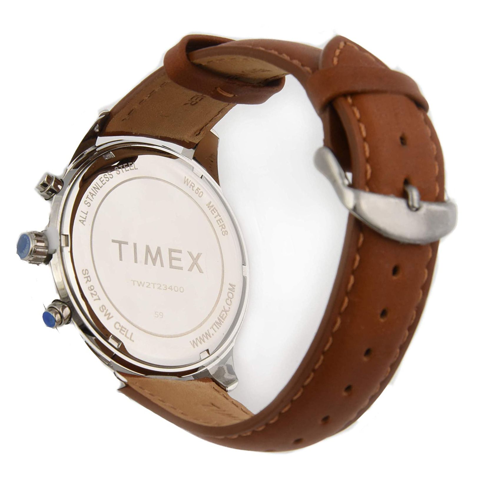 This Timex  Multi Dial Watch for Men is the perfect timepiece to wear or to gift. It's Silver 46 mm Round case combined with the comfortable Brown Leather watch band will ensure you enjoy this stunning timepiece without any compromise. Operated by a high quality Quartz movement and water resistant to 5 bars, your watch will keep ticking. The classic colours will go great with any outfit . It enables you to easily spice up a normal outfit and add style to your life. -The watch has a calendar function: Day-Date, 24-hour Display, Luminous Hands, Tachymeter High quality 21 cm length and 21 mm width Brown Leather strap with a Buckle Case diameter: 46 mm,case thickness: 13 mm, case colour: Silver and dial colour: Multicolour