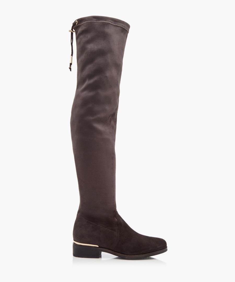 Taliah grey suede over-the-knee boots