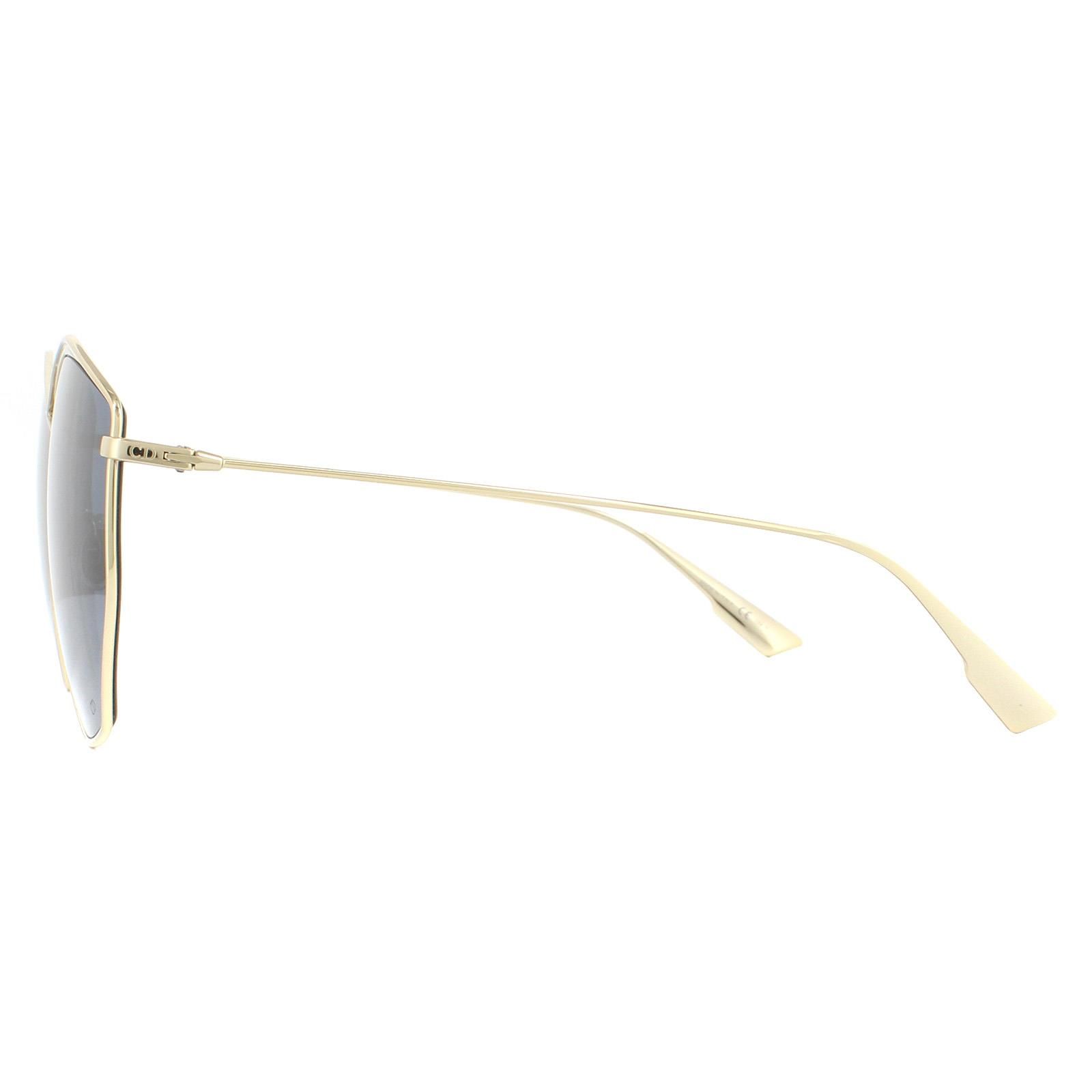 Dior Sunglasses Stellaire 4 J5G DC Gold Silver Mirror are a feminine cat eye style made from lightweight acetate. The temples are embedded with the Dior logo to provide brand recognition.