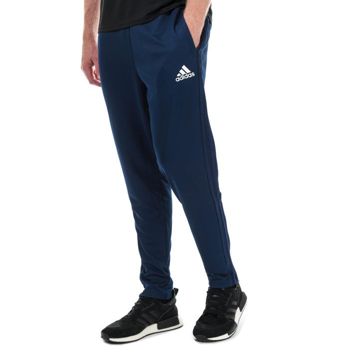 Mens adidas Condivo 18 Low Crotch Training Pants in dark blue - white.<BR><BR>- Elasticated waist with inner drawcord.<BR>- Zipped front welt pockets.<BR>- Low crotch.<BR>- Ventilating mesh panels at back knees.<BR>- Ribbed panels at lower back legs.<BR>- Ankle zips for easy on - off.<BR>- Applied 3-Stripes to sides.<BR>- adidas Badge Of Sport logo below left pocket.<BR>- Tapered leg.<BR>- Slim fit.<BR>- Main material: 100% Polyester.  Machine washable.<BR>- Ref: ED5913
