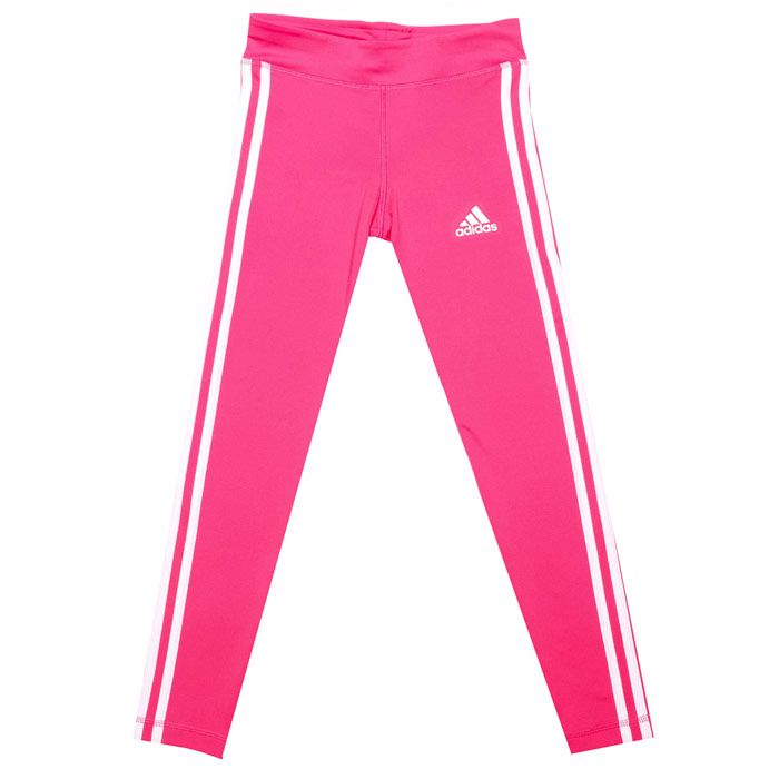 Infant Girls adidas Training Equipment 3-Stripes Leggings in real pink - white.<BR><BR>- climalite fabric sweeps sweat away from your skin.<BR>- Elasticated waist with inner key pocket.<BR>- Applied 3-Stripes to sides.<BR>- adidas Badge of Sport logo printed at left thigh.<BR>- Soft and stretchy fabric.<BR>- Fitted fit.<BR>- Main material: 91% Polyester  9% Elastane.  Machine washable.<BR>- Ref: ED6280