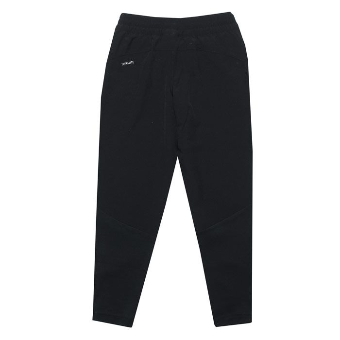 Infant Girls adidas Slim Woven Pants in black - white.<BR><BR>- climalite fabric sweeps sweat away from your skin.<BR>- Double-layer elasticated waist with inner drawcord <BR>- Front zipped pockets.<BR>- Stretch panels at calves.<BR>- adidas Badge Of Sport logo below left pocket.<BR>- Slim leg.<BR>- Tight fit.<BR>- Main material: 87% Polyester  13% Elastane.  Insert: 83% Recycled polyester  17% Elastane.  Machine washable.<BR>- Ref: ED6333