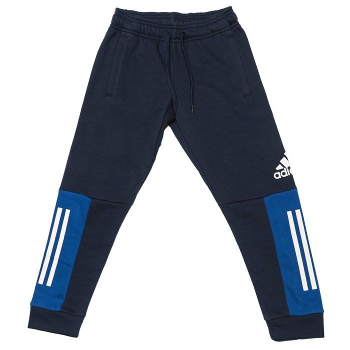 Infant Boys adidas ID Jog Pant  Navy. <BR><BR>- Elasticated waist with outer drawcord.<BR>- Open side pockets.<BR>- adidas Badge of Sport logo printed at lower level right leg.<BR>- Tapered leg. <BR>- Ribbed cuffs.<BR>- Regular fit.<BR>- 77% cotton  23% polyester. Machine washable.<BR>- Ref: ED6518I