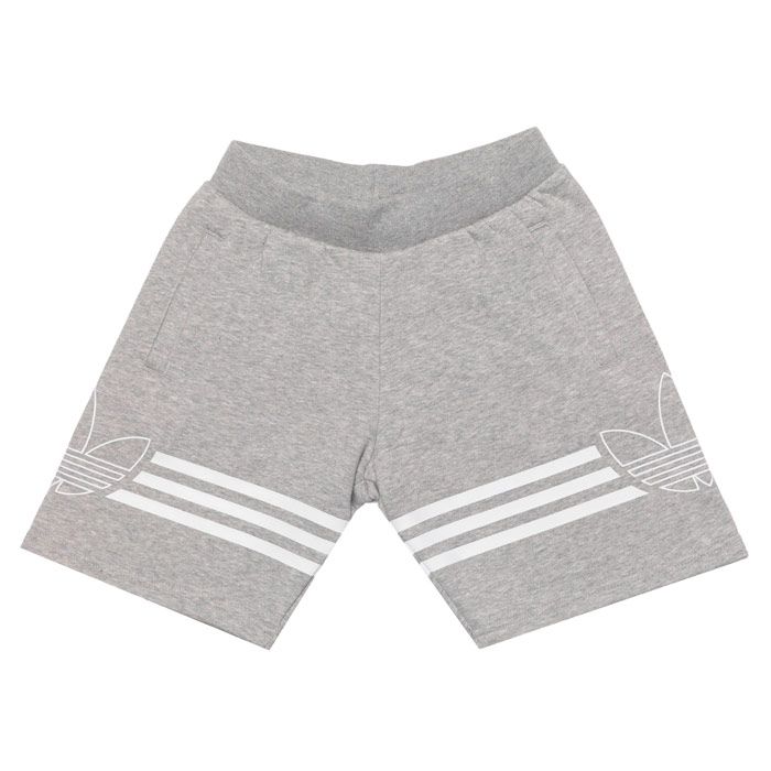 Junior Boys adidas Originals Shorts in medium grey heather.<BR><BR>- Ribbed elasticated waistband with inner drawcord.<BR>- Front welt pockets.<BR>- Wraparound 3-Stripes print with outline Trefoil graphic.<BR>- Regular fit.<BR>- Main material: 77% Cotton  23% Recycled polyester.  Rib: 95% Cotton  5% Elastane.  Machine washable.<BR>- Ref: ED7844