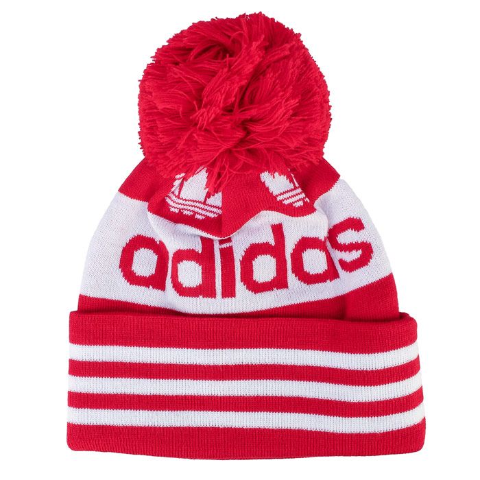 Mens adidas Originals Adicolor Pompom Beanie  Red. <BR><BR>- Classic branding.<BR>- Adjustable back strap with D-ring closure.<BR>- 100% Acrylic. <BR>- Ref: ED8763.