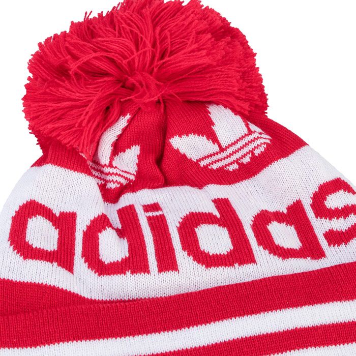 Mens adidas Originals Adicolor Pompom Beanie  Red. <BR><BR>- Classic branding.<BR>- Adjustable back strap with D-ring closure.<BR>- 100% Acrylic. <BR>- Ref: ED8763.