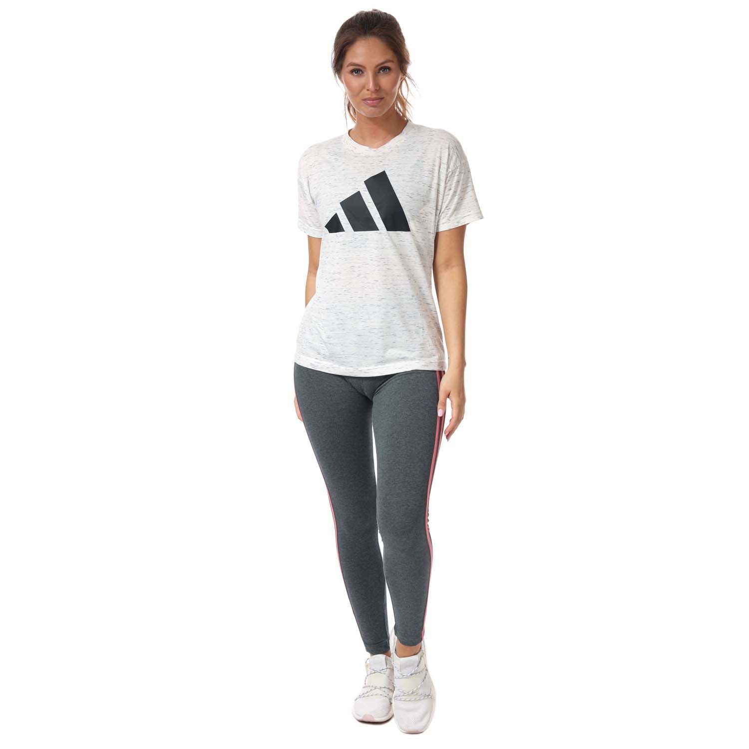 Womens adidas Sport Inspired Winners 2.0 T-Shirt in white melange.- Crew neckline.- Short sleeve.- Textured feel.- Long length.- Loose fit.- Main Material: 50% Polyester (Recycled)  25% Cotton  25% Rayon.- Ref: GP9639