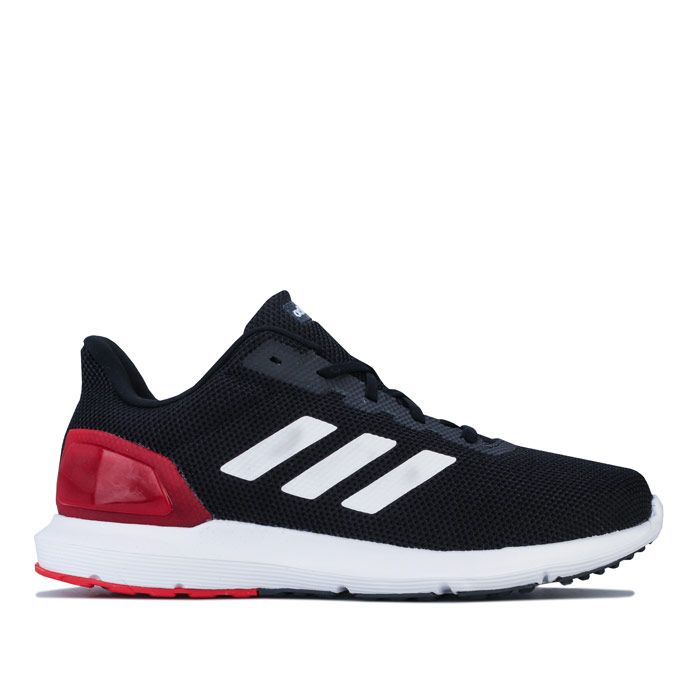 Mens adidas Cosmic 2 Running Shoes in core Black - cloud White - grey six. – Breathable mesh upper. – Lace closure. – Padded collar and tongue. – Printed 3-Stripes to sides. – Fitcounter heelcage for support and unrestricted fit. – Comfortable textile lining. – cloudfoam midsole for step-in comfort and superior cushioning. – Removable OrthoLite sockliner for comfort and odour control. – ADIWEAR™ outsole offers the ultimate in high-wear durability. – Arch type: normal. – Runner type: neutral. – Textile and synthetic upper – Textile lining – Synthetic sole. – Ref: EE8180