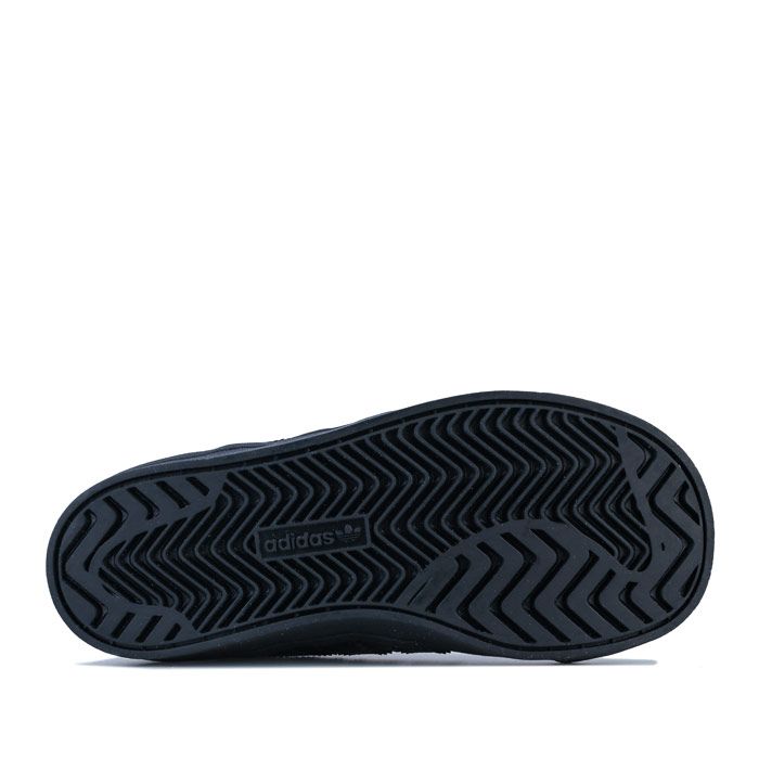 Infant Boys adidas Originals Coast Star Trainers in core Black - grey six. – Coated leather upper. – Elasticated lace closure for easy on-off. – Padded collar. – Synthetic leather 3-Stripes to sides. – Printed Trefoil branding to tongue. – Contrast heel patch with printed Trefoil logo. – Removable Ortholite sockliner for comfort and odour control. – Herringbone-pattern rubber cupsole. – Includes set of regular laces. – Leather and synthetic upper – Textile lining – Synthetic sole. – Ref: EE9810