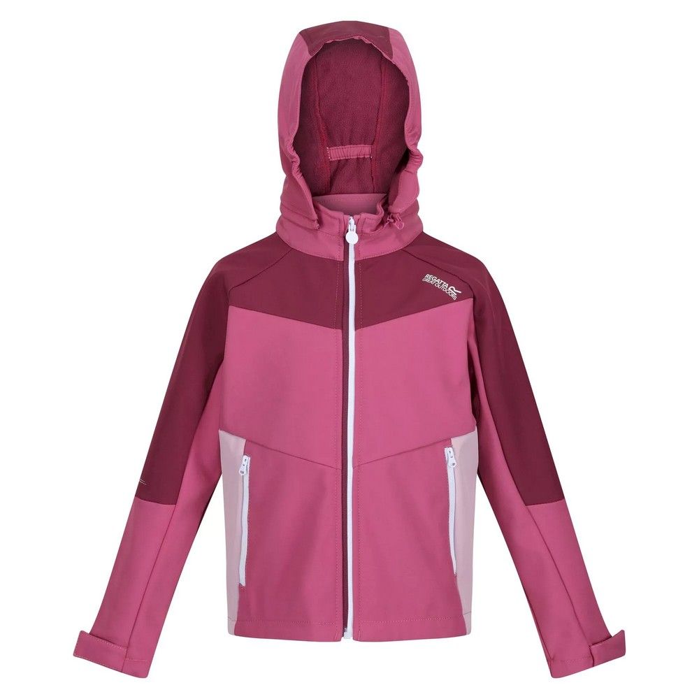Fabric: Softshell, Stretch. Design: Colour Block, Logo. Fabric Technology: Breathable, DWR Finish, Lightweight, Waterproof, Windproof, XPT. Inner Zip Guard, Reflective Trim. Neckline: High-Neck, Hooded. Sleeve-Type: Long-Sleeved. Hood Features: Detachable Hood, Elasticated. Pockets: 2 Lower Pockets, Zip. Fastening: Zip. 10000g/m²/24hrs.