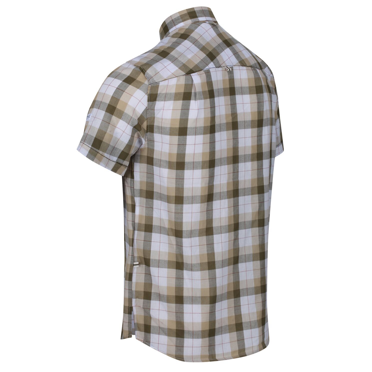 Material: 55% cotton, 45% polyester. Coolweave  organic cotton/polyester check fabric. Cut with a curved hem. Button fasten chest pocket. Environmentally friendly. Chest sizes to fit: (S): 94-96.5cm, (M): 99-101.5cm, (L): 104-106.5cm, (XL): 109-112cm, (XXL): 117-122cm, (3XL): 124.5-129.5cm.