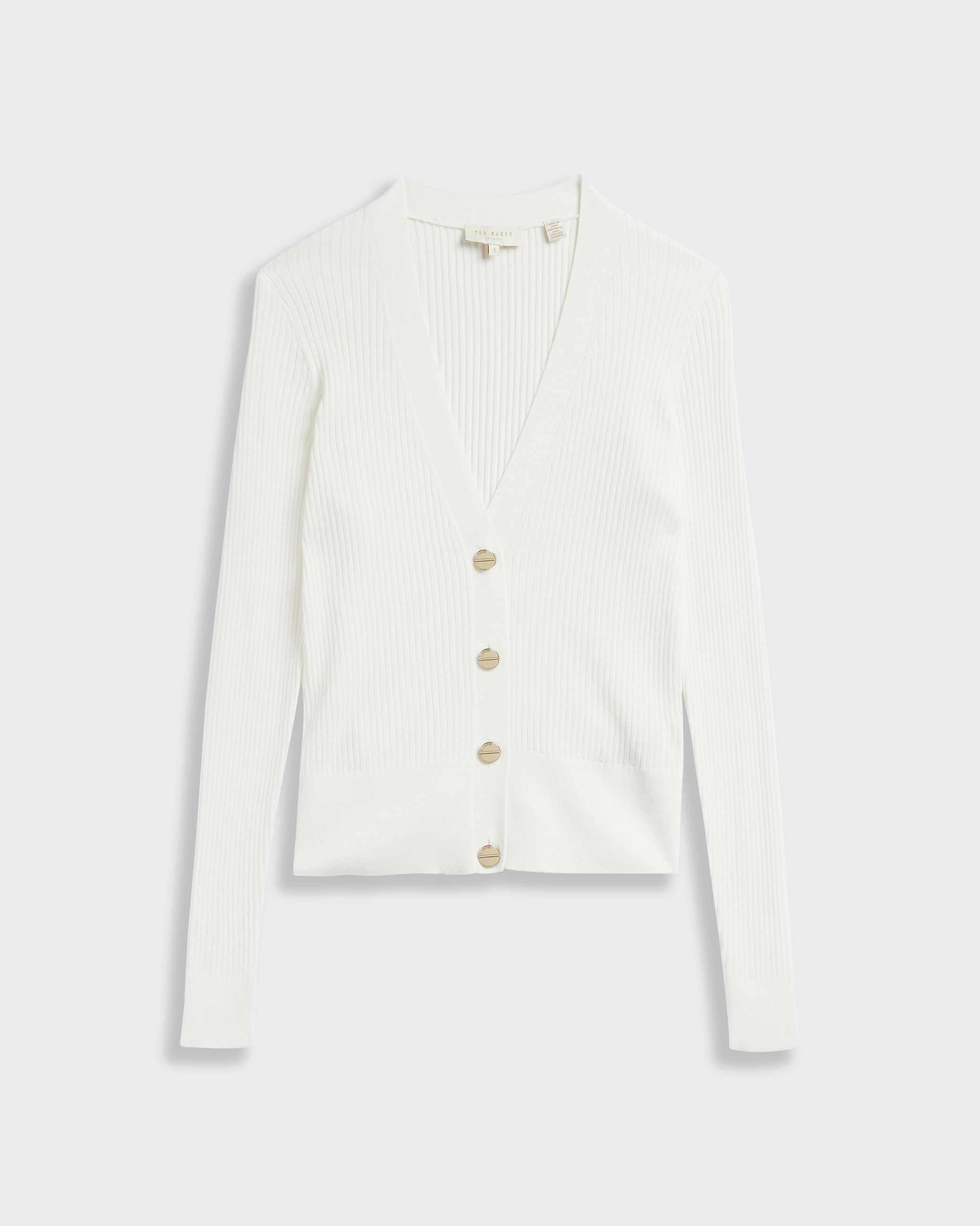Ted Baker Raeyaa Button Front V Neck Cardigan, Ivory