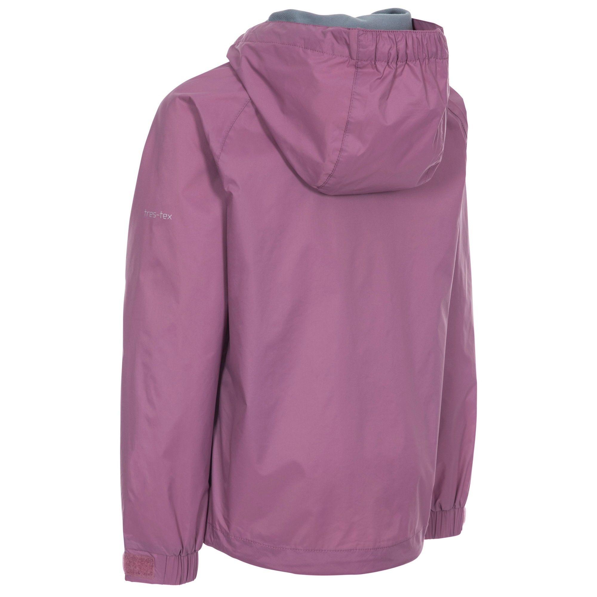 Shell: 100% Polyester, PU coating, Lining: 100% Polyester. 2 lower zip pockets. Adjustable good. Adjustable cuffs with touch fastening tab. Contrast front zip and mesh lining. Waterproof 5000mm, breathable 5000mvp, windproof, taped seams. Trespass Childrens Chest Sizing (approx): 2-3 Years - 21in/53cm, 3-4 Years - 22in/56cm, 5-6 Years - 24in/61cm, 7-8 Years - 26in/66cm, 9-10 Years - 28in/71cm, 11-12 Years - 31in/79cm.