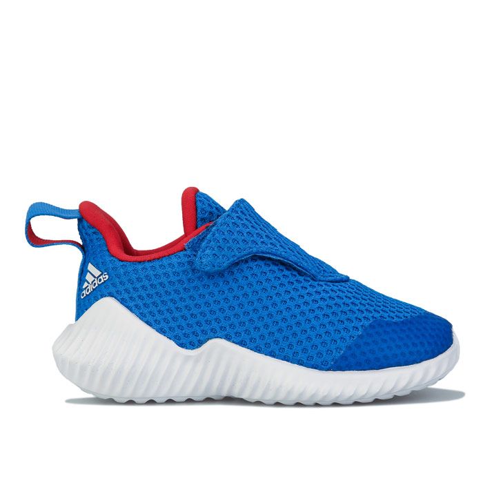 Infant Boys adidas Fortarun Trainers in glow blue - cloud white - scarlet.<BR><BR>- Seamless mesh textile upper.<BR>- Durable TPU toe cap.<BR>- Slip-on construction.<BR>- Hook and loop closure and woven heel pull for easy on-off.<BR>- Padded collar and tongue.<BR>- 3-Stripes to front.<BR>- adidas Badge of Sport printed at side heel.<BR>- Removable EcoOrthoLite® sockliner for comfort and odour control.<BR>- Lightweight EVA outsole.<BR>- Textile and synthetic upper  Textile lining  Synthetic sole.<BR>- Ref: EF9686