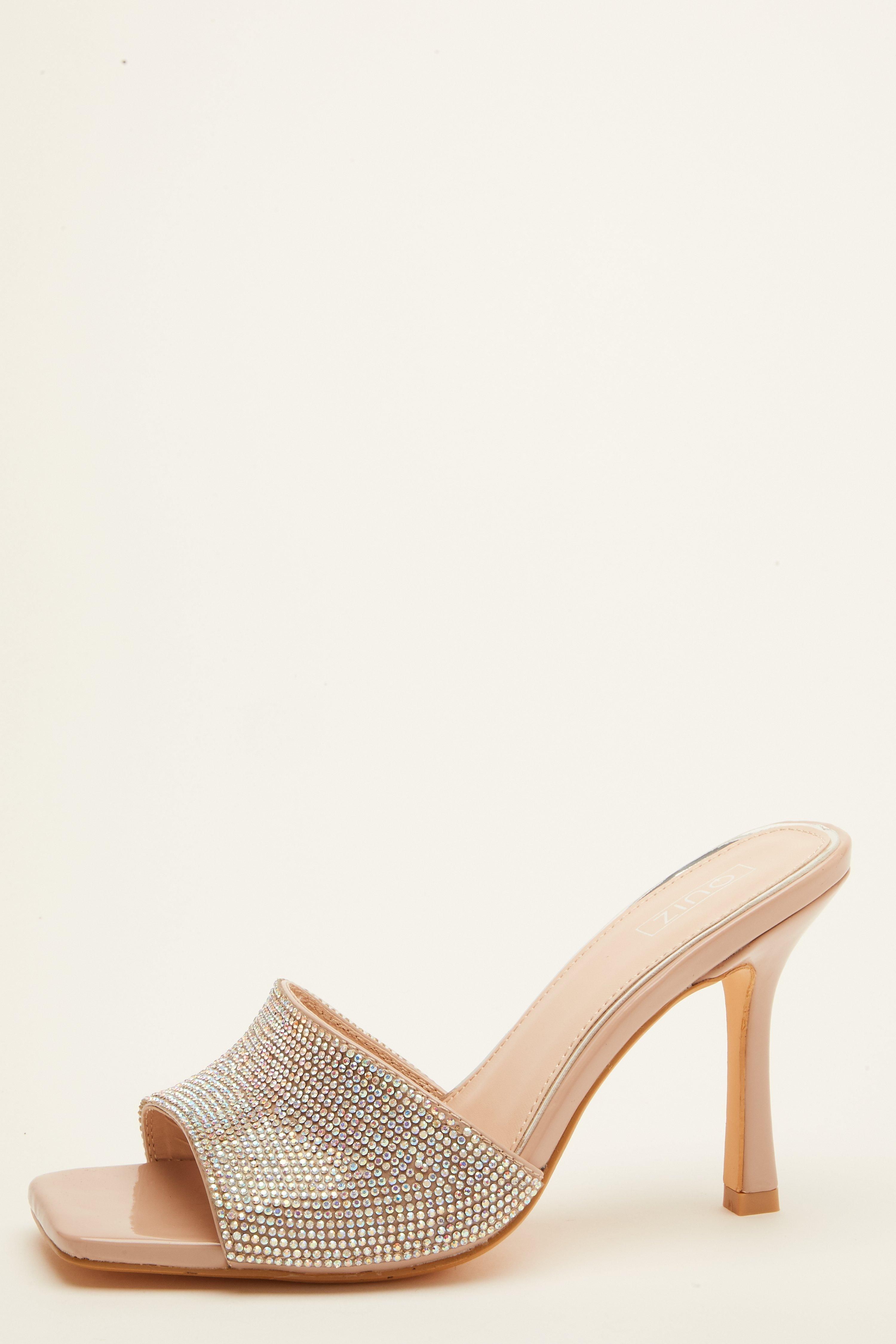 - Slip on style  - Diamante strap   - Mule style  - Flare heel  - Heel height: 4.5