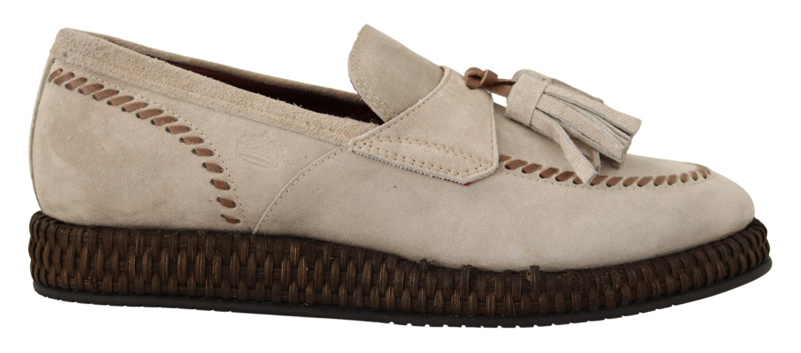 Dolce Gabbana Cream Suede Leather Casual Espadrille Shoes