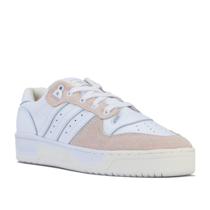 adidas white & cream rivalry low leather trainers