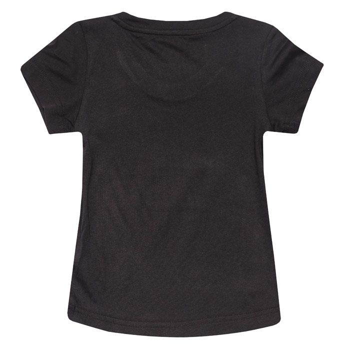 Infant Girls adidas Linear T-Shirt in black-white.<BR><BR>-  Ribbed crew neck.<BR>- Short sleeves.<BR>- Graphic print on chest.<BR>- Slim fit.<BR>- Main material: 100% Cotton. Machine washable. <BR>- Ref: EH6173