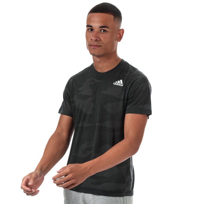 Mens adidas Freelift Camo Burnout T-Shirt in black.<BR><BR>- Lightweight  sweat-wicking training t-shirt.<BR>- climalite® fabric sweeps sweat away from your skin.<BR>- FreeLift Pattern offers a supportive  contoured fit for full range of movement and stay-put coverage.<BR>- Crew neck. <BR>- Short sleeves.<BR>- Slight droptail hem for extra coverage.<BR>- Tonal back neck tape.<BR>- Allover burnout camouflage design.<BR>- adidas Badge Of Sport logo printed at left chest.<BR>- Regular fit.<BR>- 71% Polyester  29% Viscose.  Machine washable.<BR>- Ref: EJ7228