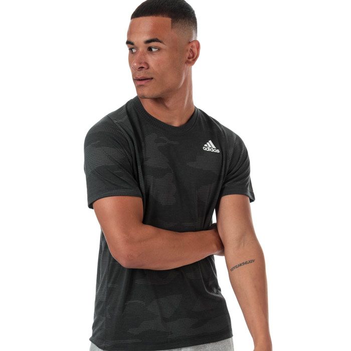 Mens adidas Freelift Camo Burnout T-Shirt in black.<BR><BR>- Lightweight  sweat-wicking training t-shirt.<BR>- climalite® fabric sweeps sweat away from your skin.<BR>- FreeLift Pattern offers a supportive  contoured fit for full range of movement and stay-put coverage.<BR>- Crew neck. <BR>- Short sleeves.<BR>- Slight droptail hem for extra coverage.<BR>- Tonal back neck tape.<BR>- Allover burnout camouflage design.<BR>- adidas Badge Of Sport logo printed at left chest.<BR>- Regular fit.<BR>- 71% Polyester  29% Viscose.  Machine washable.<BR>- Ref: EJ7228