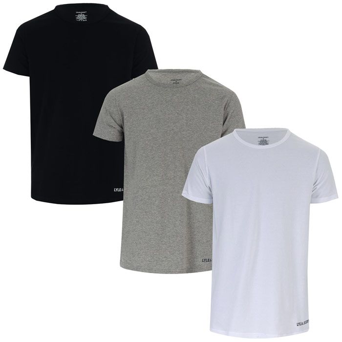 Men's Lyle And Scott Men Elijah 3 Pack T-Shirts in Black Grey White