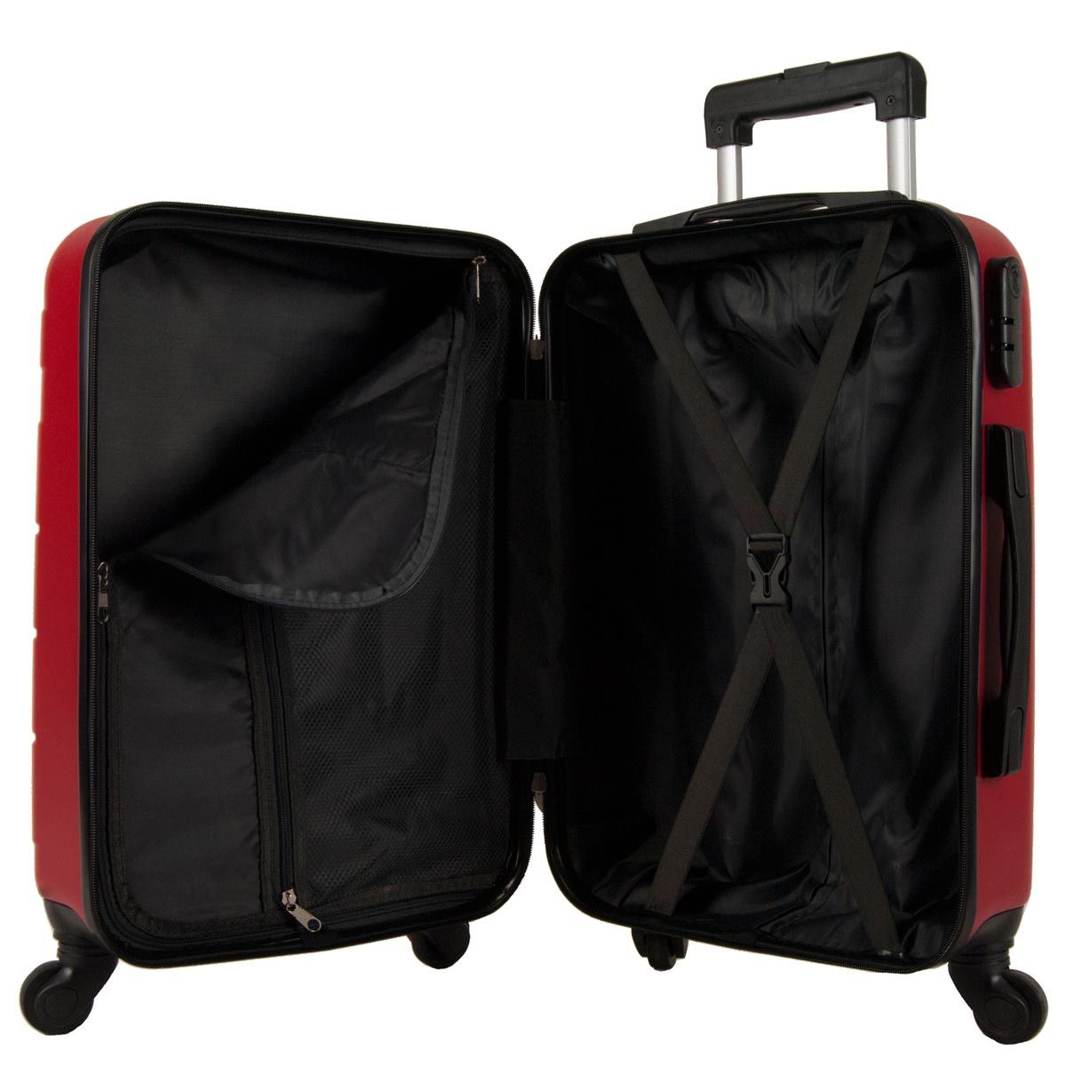 ABS suitcase, high quality and resistance. Approximate measures: 42 * 32 * 18 cm. This suitcase is made of acrylonitrile-styrene-butadiene, a high-impact polymer that is used in difficult cases due to its greater resistance. It is a light resin material that is less spider. It is, therefore, a very resistant plastic that can be manufactured in different finishes, colors and shapes. This ABS suitcase use zipper lock by combination, through a numeric combination that only your will, which gives you great security to your luggage. The zipper is surrounded by a rubber coating, as a protection. We commented on some of its benefits: they are hard, they are resistant to blows, they are resistant to abrasion, they are light and granted less than other types of suitcases. This suitcase has an exclusive and original design, consist of the Spinner Trolley system to make it more comfortable and easy to transport, with its 4 revolving and silent double wheels. In addition, it has a trailer system with ergonomic handle and push button, and a higher handle in 2 positions. Inside consists of two departments, one of them with zip pocket. Outside, on one side, it has 4 support points to place the suitcase horizontally, easily, besides two flexible handles at the top and lateral.
