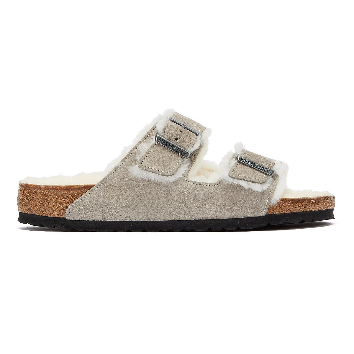 Birkenstock Arizona Shearling Stone Coin Suede - Strap Sandals - Awesome Shoes