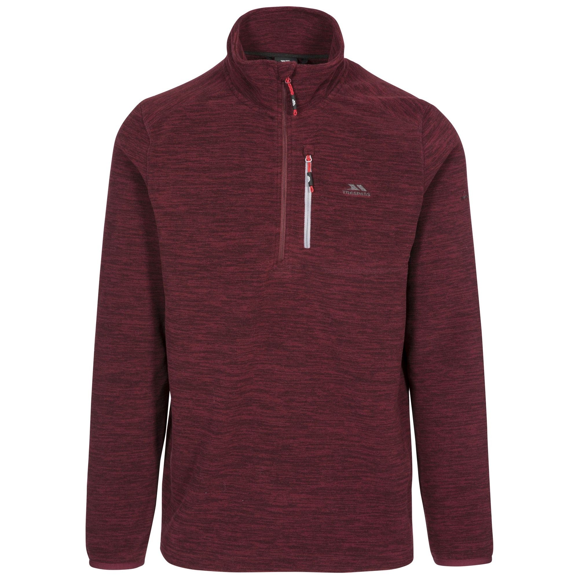 Low profile zips. 1/2 zip neck. Contrast binding at cuffs. Airtrap. 230gsm. 100% Polyester. Trespass Mens Chest Sizing (approx): S - 35-37in/89-94cm, M - 38-40in/96.5-101.5cm, L - 41-43in/104-109cm, XL - 44-46in/111.5-117cm, XXL - 46-48in/117-122cm, 3XL - 48-50in/122-127cm.