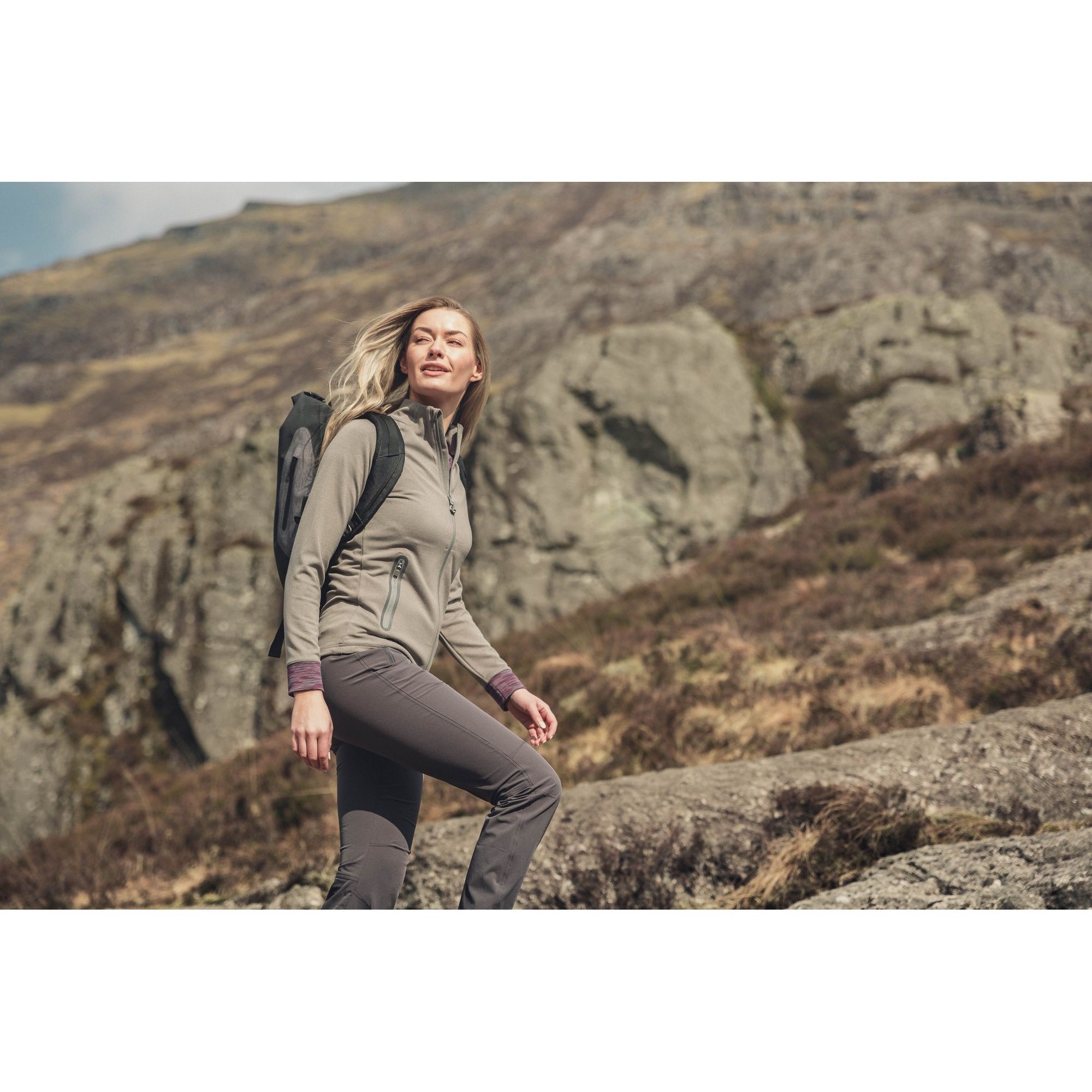 85% Polyamide, 15% Elastane. Elasticated waistband with button fastening. Front zipped fly opening. 2 zipped pockets at front. Detachable stripe webbing belt. 2 zipped pockets at back. Articulated knee darts. Trespass Womens Waist Sizing (approx): XS/8 - 25in/66cm, S/10 - 28in/71cm, M/12 - 30in/76cm, L/14 - 32in/81cm, XL/16 - 34in/86cm, XXL/18 - 36in/91.5cm.