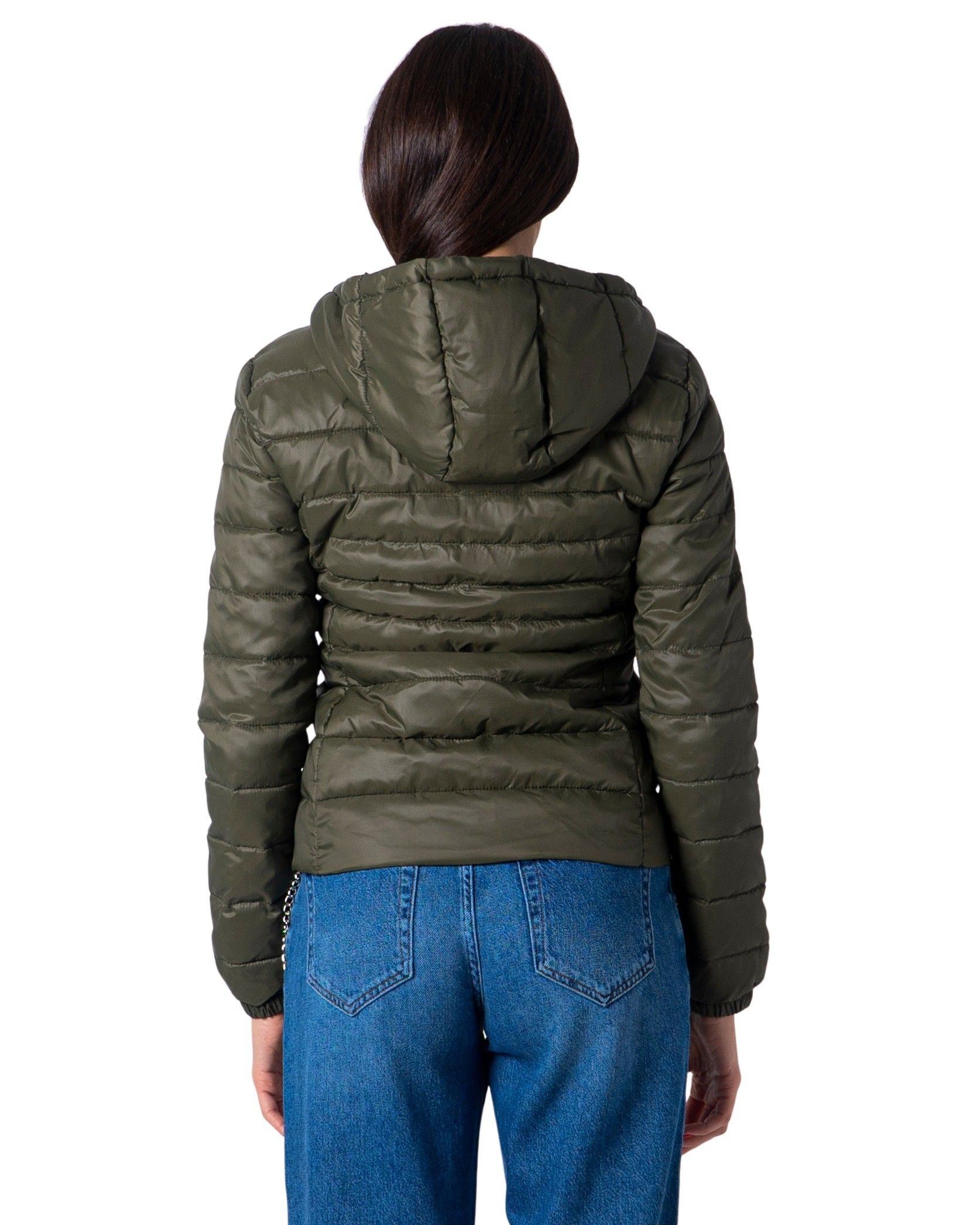 Brand: Only   Gender: Women   Type: Jackets   Color: Green   Sleeves: Long Sleeve   Collar: Hood   Fastening: With Zip   Pockets: Front Pockets   Season: Fall/winter . length:medium. style:zipper. material:nylon. type:bomber. hood:hood