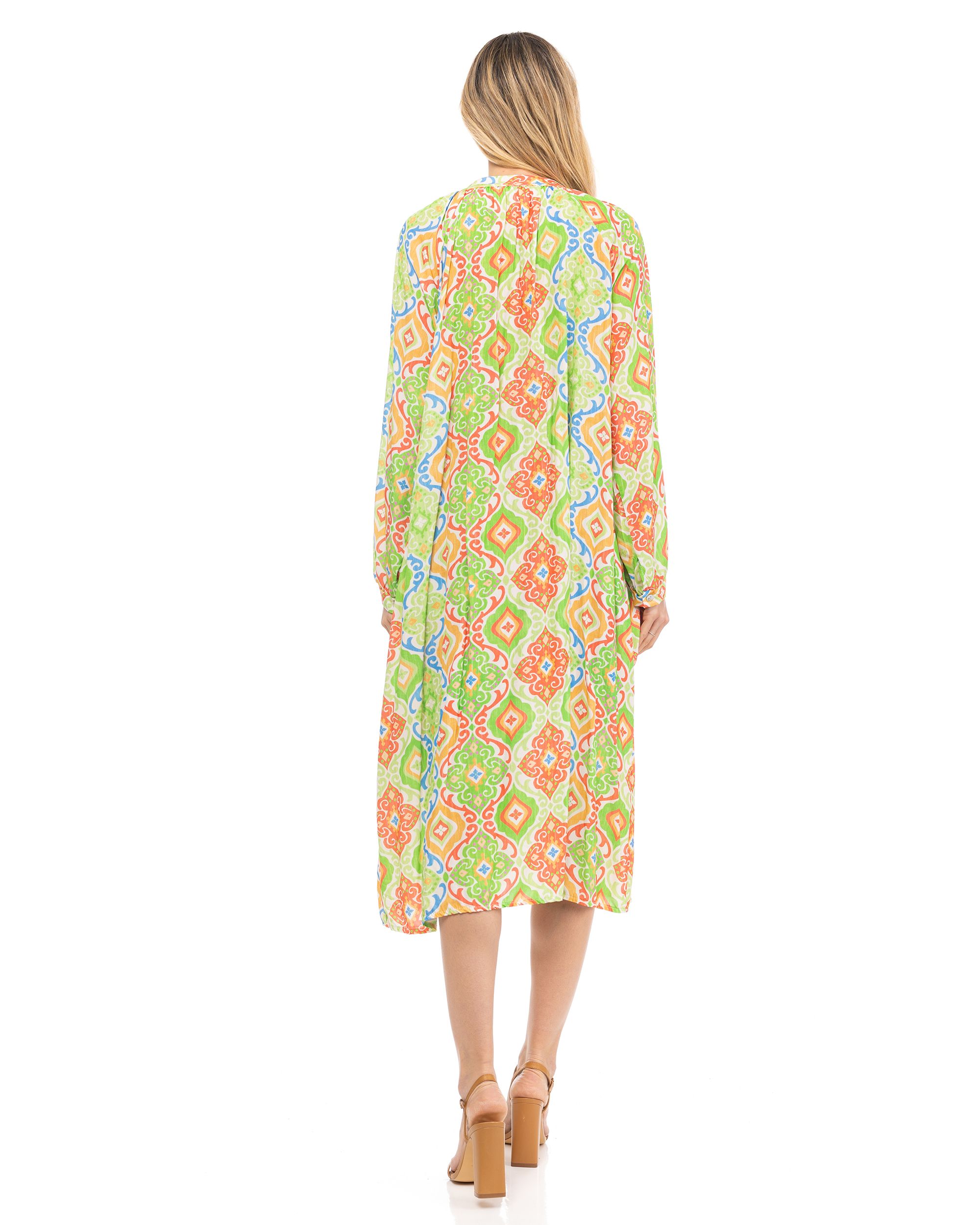 Oversize printed maxi shirt dress