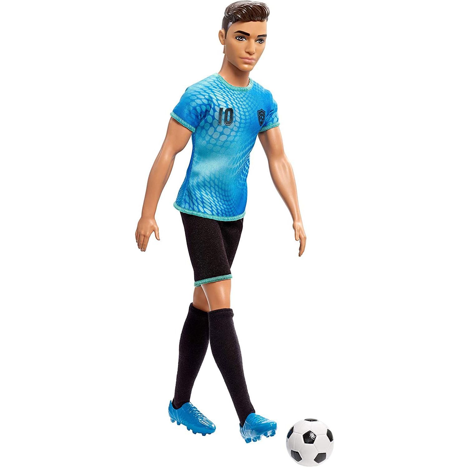Barbie Durable & Good Quality Ken Careers Footballer Doll

Barbie and Ken career dolls inspire kids to dream big and aim high! Ken doll can go for his goals wearing a career-themed outfit along with accessories to play out professional moments. There are so many careers to explore. Each wears an outfit for a day on the job that stands out with realistic elements and signature touches. And each comes with workday accessories that spark imaginations and role-play action. Different skin tones and eye colours provide endless storytelling possibilities and create aspirational fun. Explore and collect all the Barbie dolls and toys because when a girl plays with Barbie, she imagines everything she can become (each sold separately, subject to availability). Includes Ken doll wearing fashions and accessories, plus career-themed pieces. Dolls cannot stand alone. Colours and decorations may vary.

Dream big with Barbie and Ken career dolls

Ken soccer player doll is dressed to score the winning goal, a blue top with a graphic print and team number, black shorts, black soccer socks, and blue sneakers

A soccer ball earns playtime points inspiring imagination and role-plays fun

Ken soccer player doll makes a perfect gift for young sports lovers, especially soccer players

Explore all the Barbie dolls and playsets because when a girl plays with Barbie, she imagines everything she can become (each sold separately, subject to availability)

Box contains:

1x Ken Soccer Doll
1x Soccer Ball 
1x soccer socks 