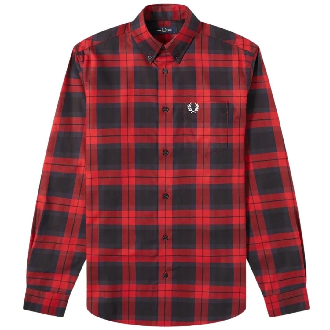 Fred Perry M9537 842 Oxford Bold Tartan Red Casual Shirt. Fred Perry Red Shirt. 100% Cotton. Button Closure. Style: M9537 842. Regular Fit