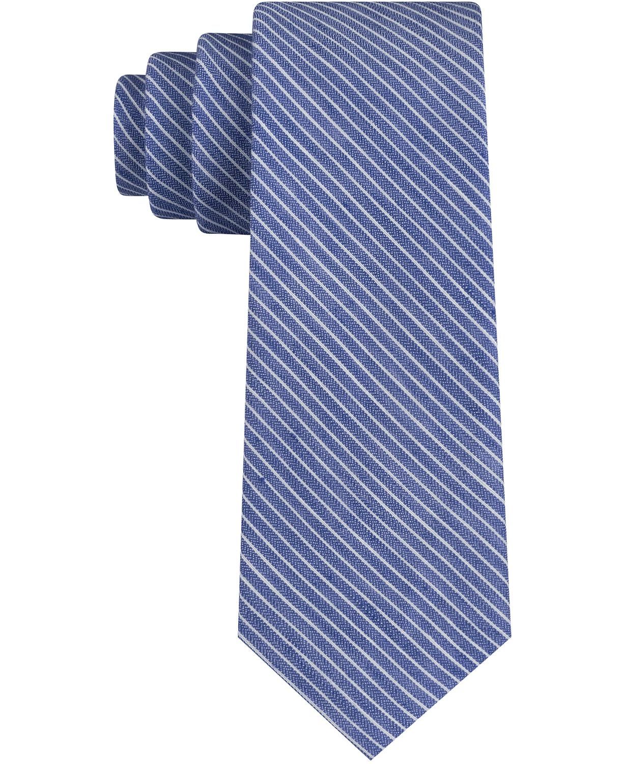 Color: Blues Size: One Size Pattern: Striped Type: Tie Width: Skinny (Material: Linen Blends