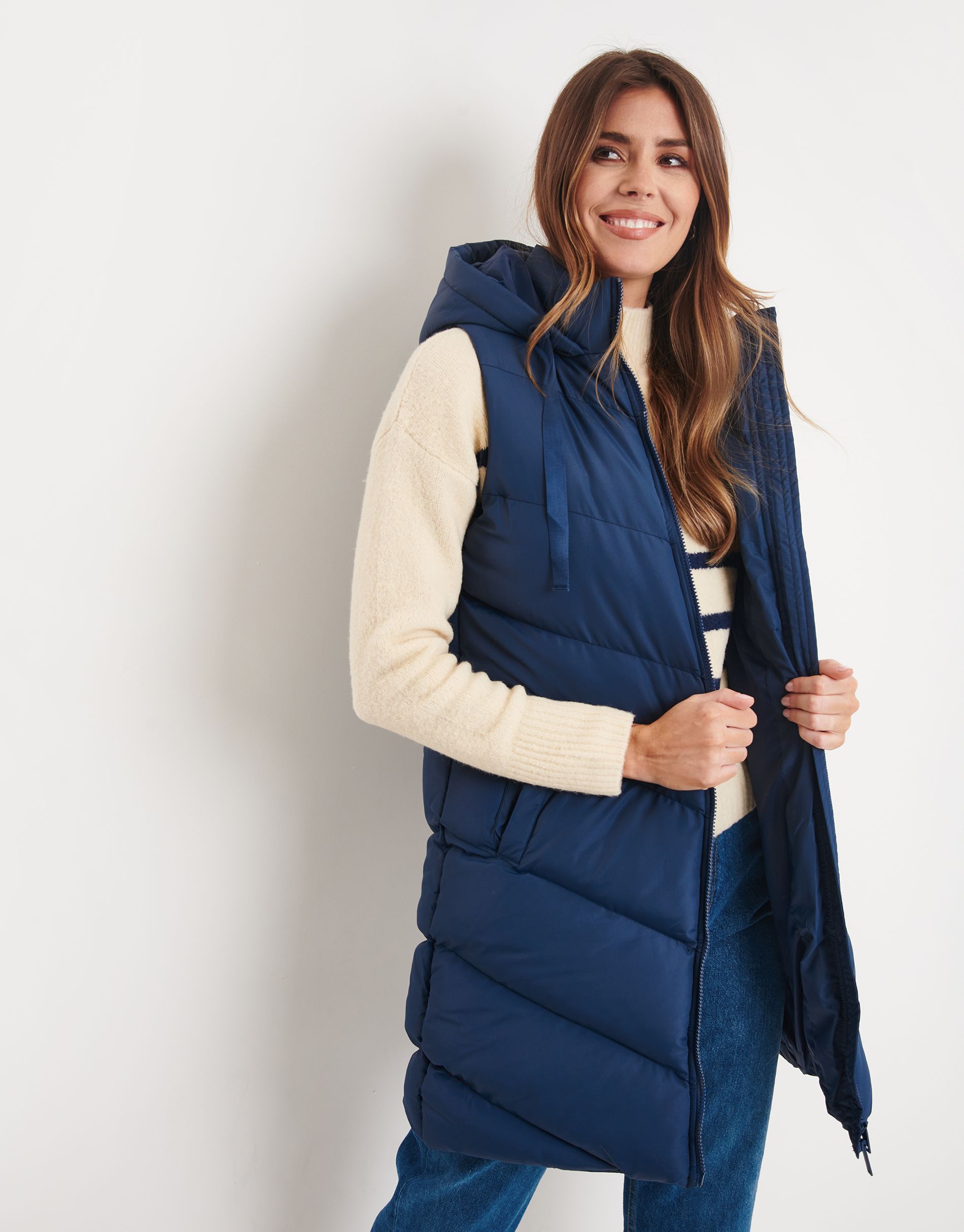 threadbare longline padded gilet womens