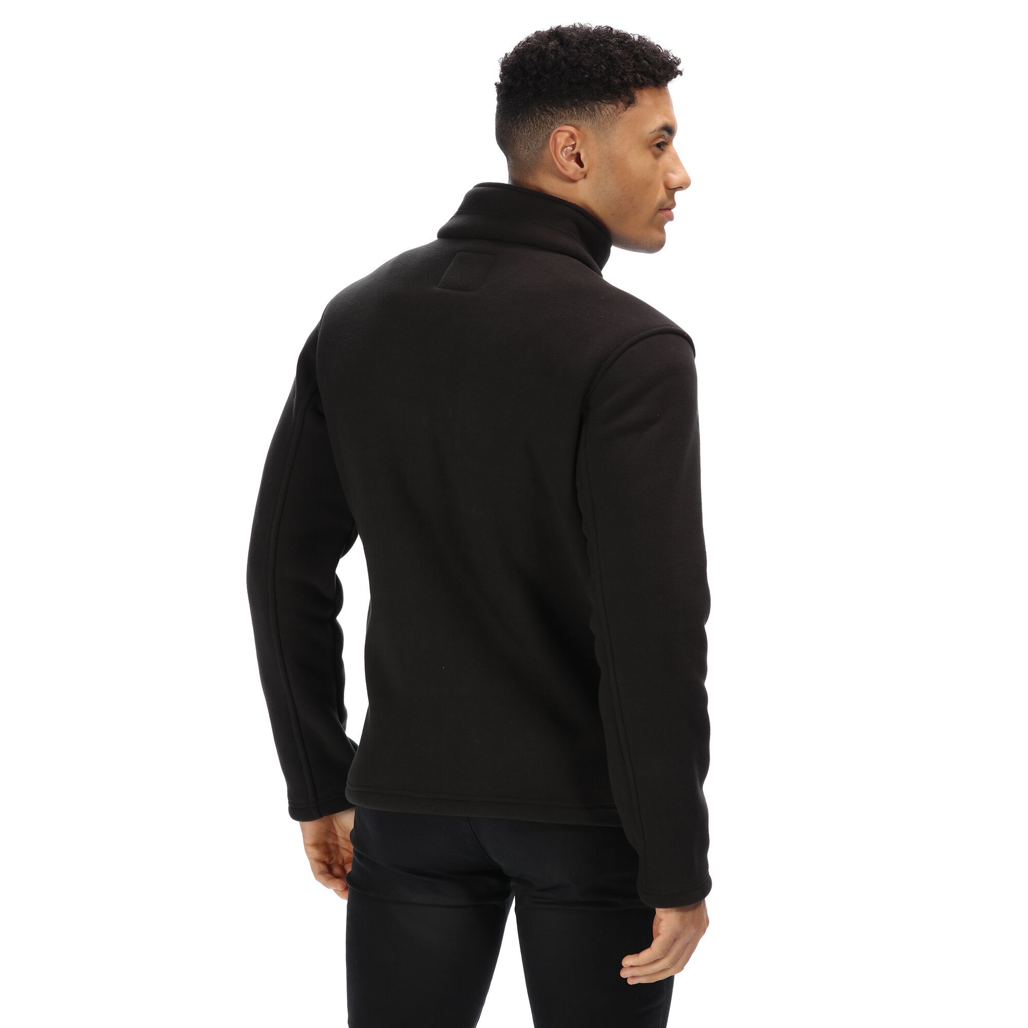 Mens full zip jacket made of 440gsm sherpa backed Polyester microfleece. 2 zipped lower pockets. Adjustable shockcord hem. Ideal for wearing outdoors on a cold day. 100% Polyester.